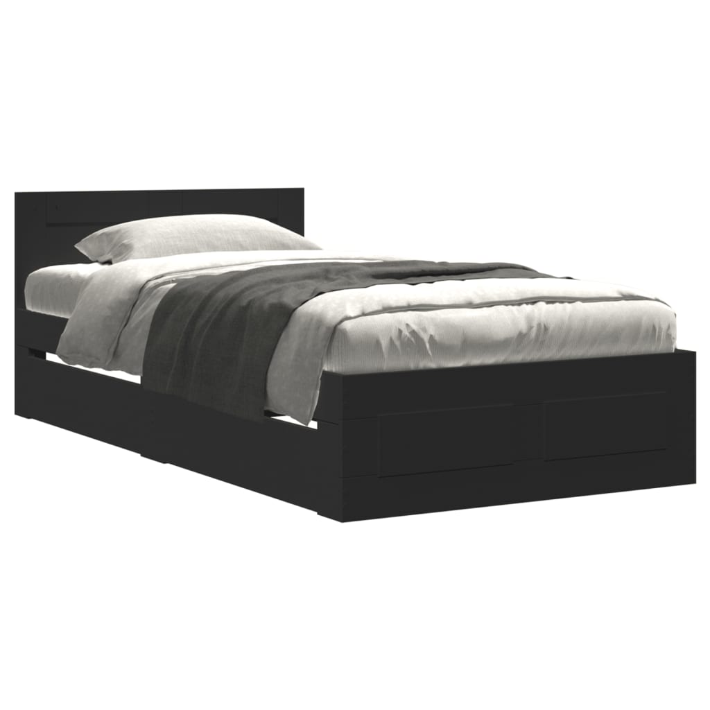 Bed Frame with Headboard without Mattress Black 90x200 cm