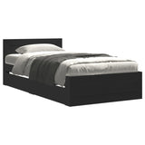 Bed Frame with Headboard without Mattress Black 90x200 cm