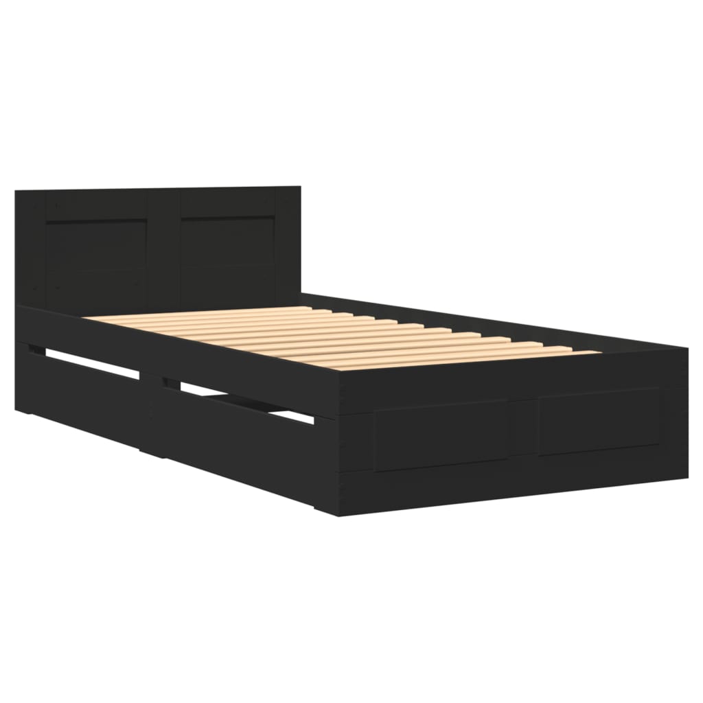 Bed Frame with Headboard without Mattress Black 90x200 cm