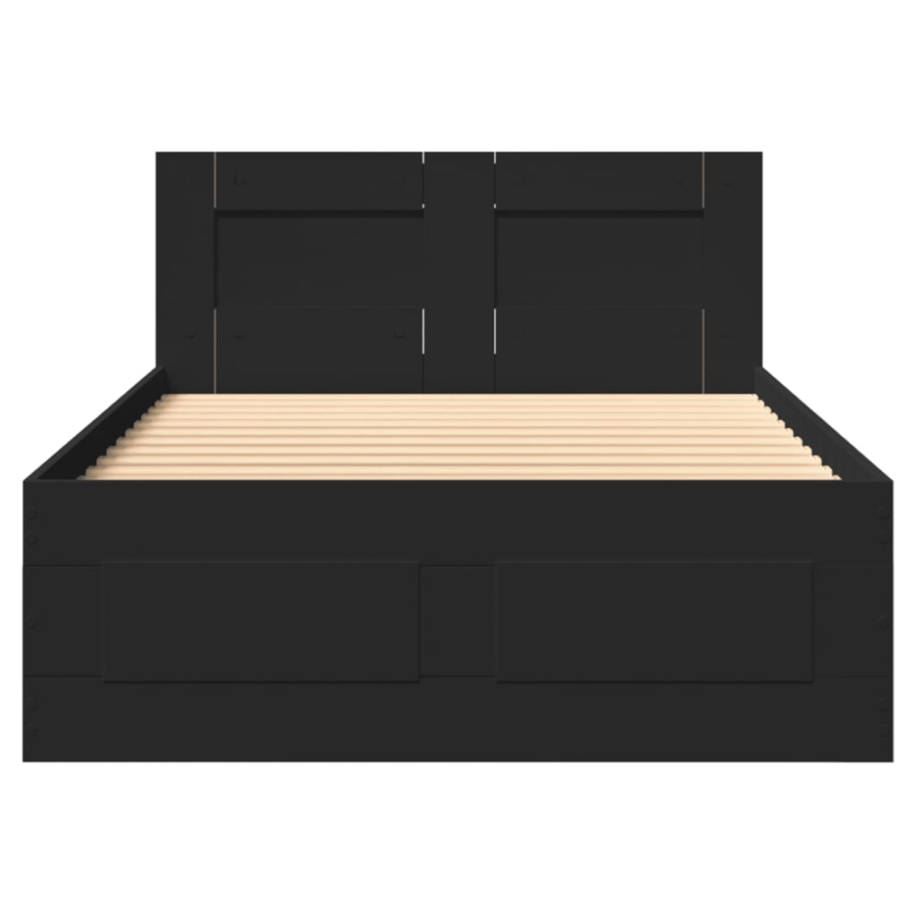 Bed Frame with Headboard without Mattress Black 90x200 cm