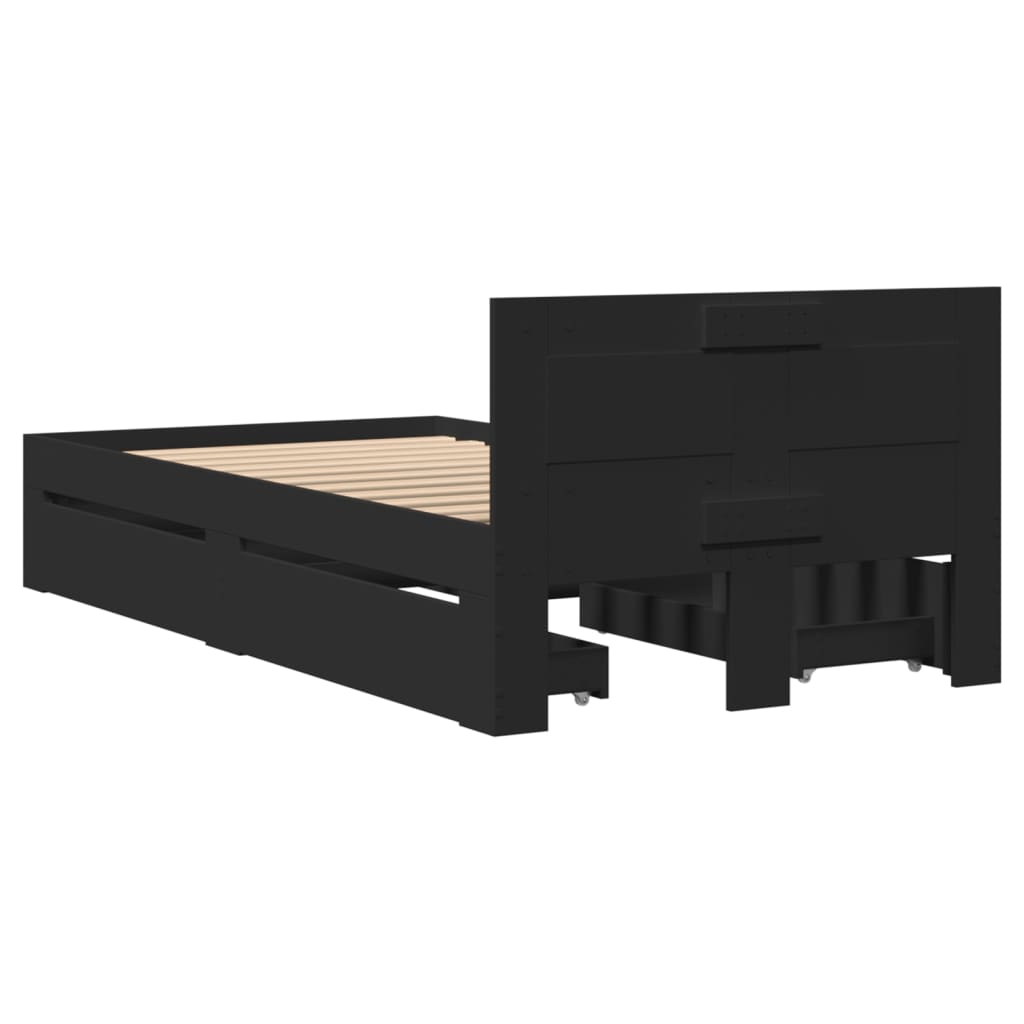 Bed Frame with Headboard without Mattress Black 90x200 cm