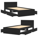 Bed Frame with Headboard without Mattress Black 90x200 cm