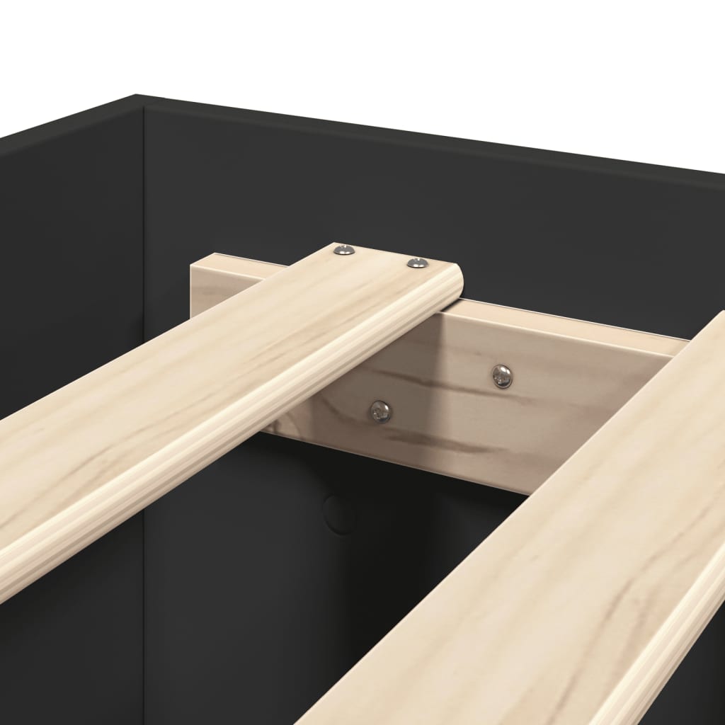 Bed Frame with Headboard without Mattress Black 90x200 cm