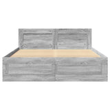 Bed Frame with Headboard without Mattress Grey Sonoma 140x190 cm
