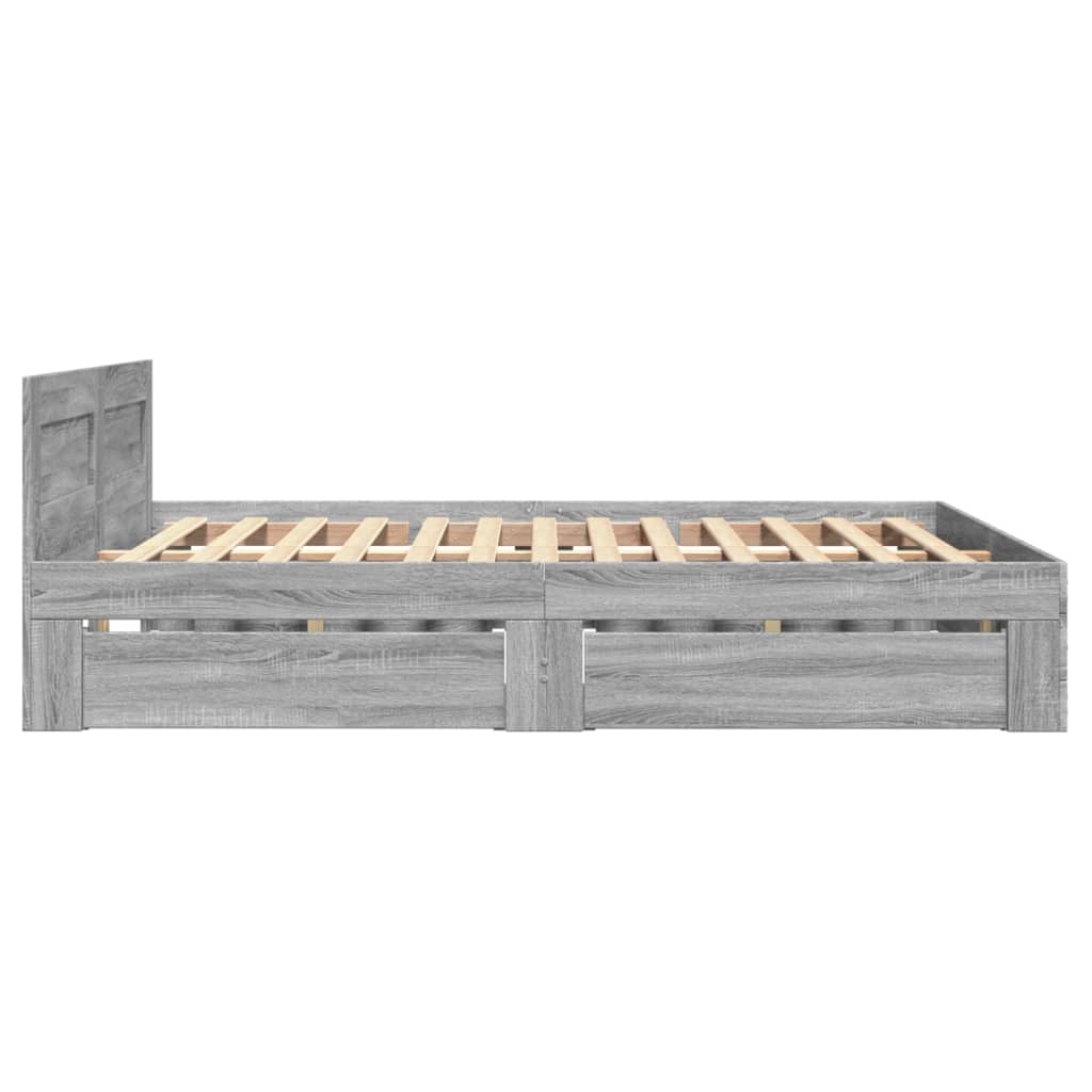 Bed Frame with Headboard without Mattress Grey Sonoma 140x190 cm
