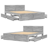 Bed Frame with Headboard without Mattress Grey Sonoma 140x190 cm