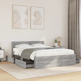 Bed Frame with Headboard without Mattress Grey Sonoma 140x190 cm