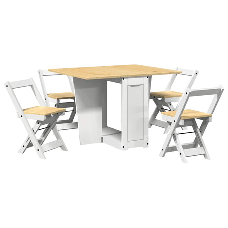 5 Piece Butterfly Dining Set Corona Foldable Pinewood