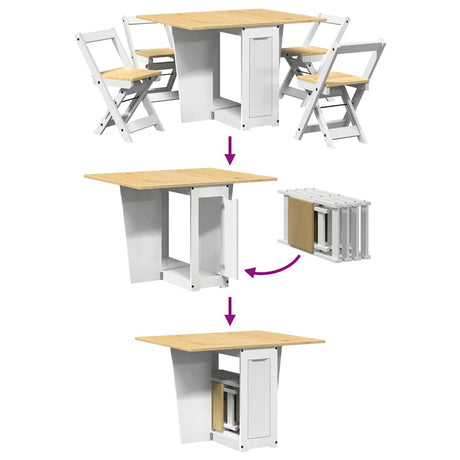 5 Piece Butterfly Dining Set Corona Foldable Pinewood