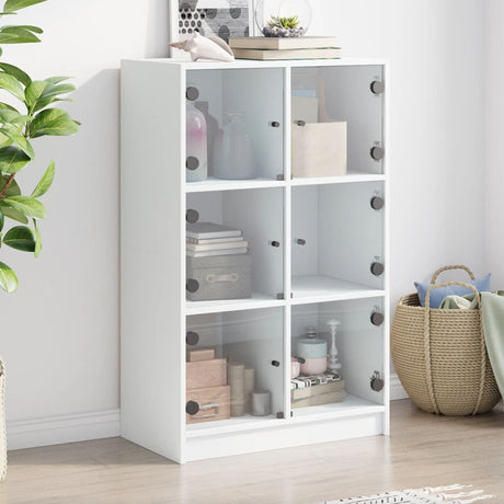 Bookcase With Doors 136X37X109 Cm Engineered Wood