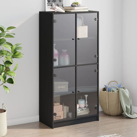 Bookcase With Doors 136X37X142 Cm Engineered Wood