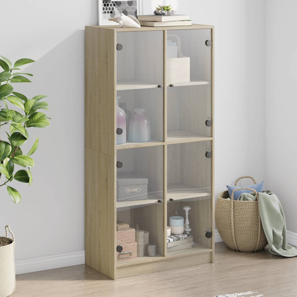 Bookcase With Doors 136X37X142 Cm Engineered Wood