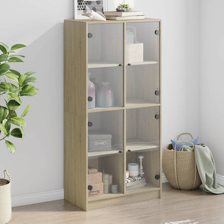 Bookcase With Doors 136X37X142 Cm Engineered Wood