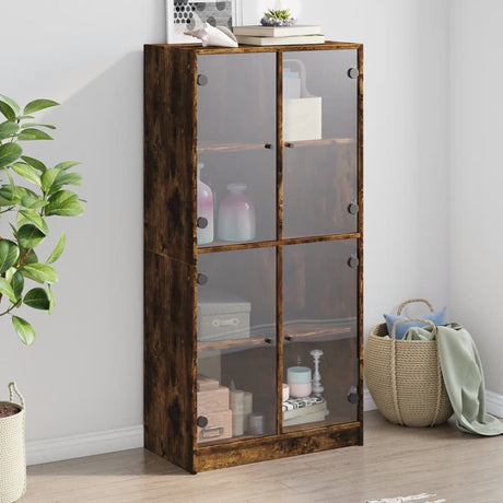 Bookcase With Doors 136X37X142 Cm Engineered Wood