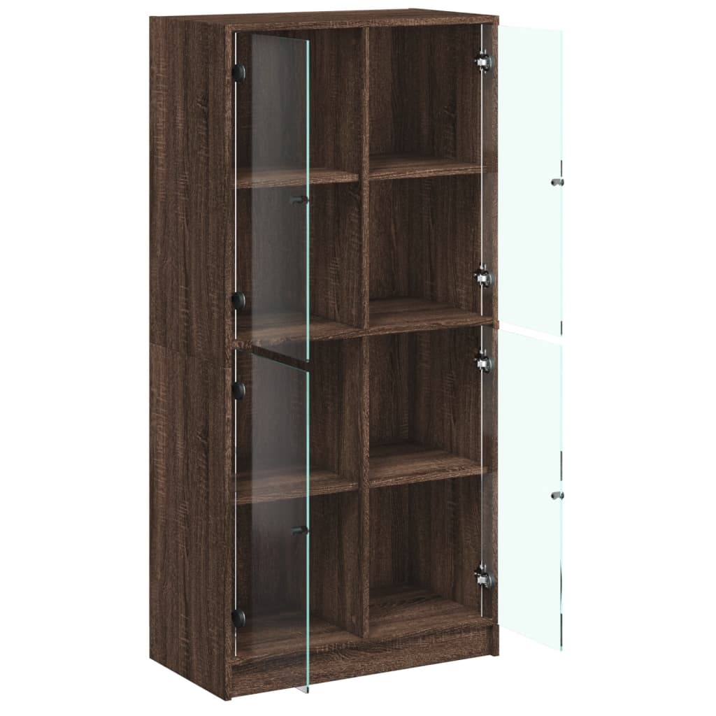 Highboard with Doors Brown Oak 68x37x142 cm Engineered Wood