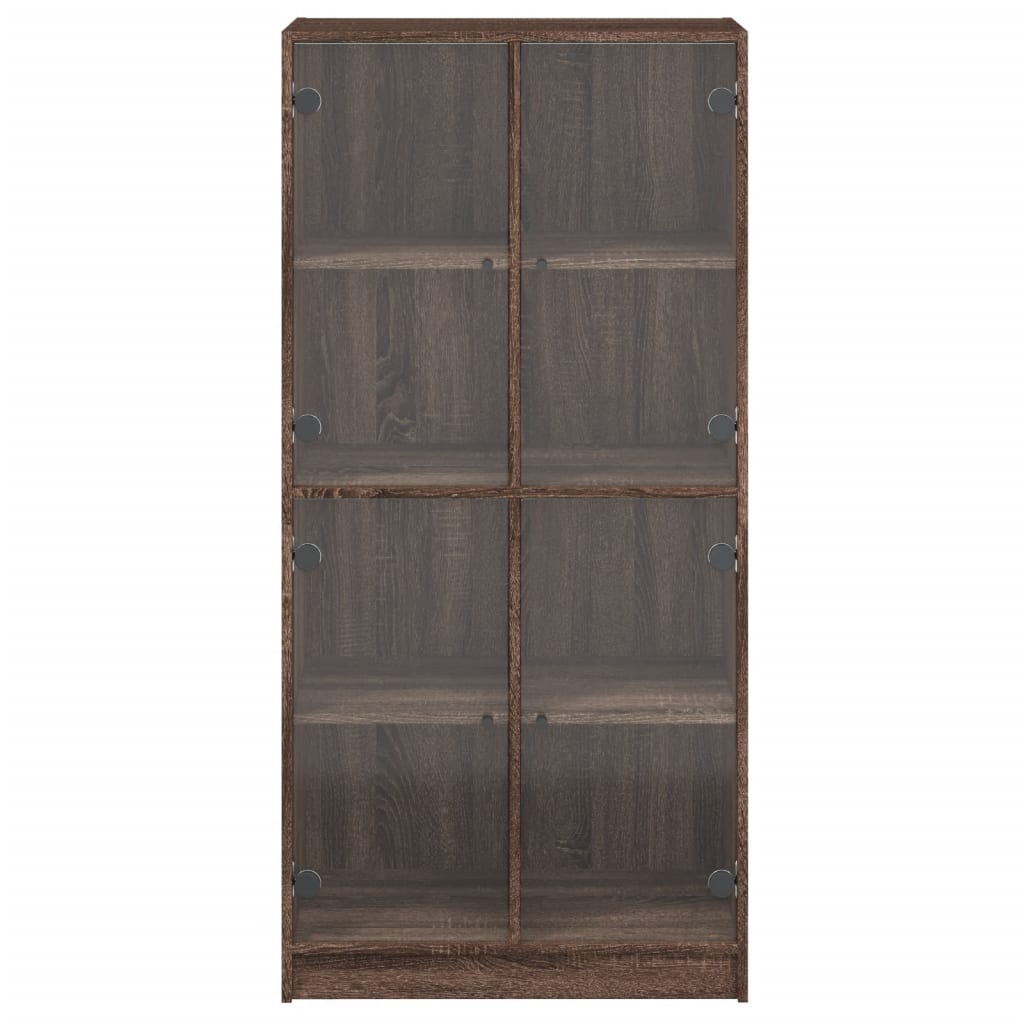 Highboard with Doors Brown Oak 68x37x142 cm Engineered Wood
