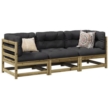 3 Piece Garden Sofa Set Solid Wood Pine
