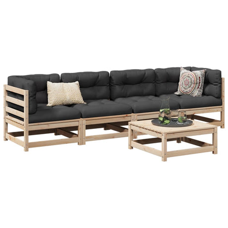 5 Piece Garden Sofa Set Solid Wood Pine