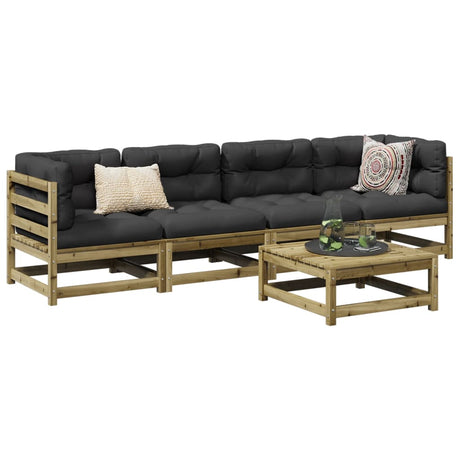 5 Piece Garden Sofa Set Solid Wood Pine