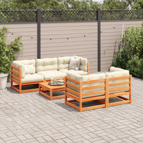 6 Piece Garden Sofa Set Solid Wood Pine