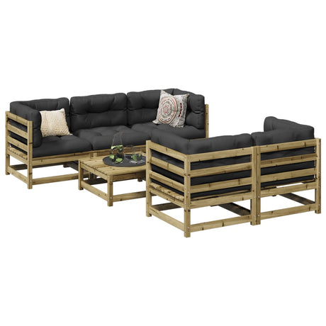 6 Piece Garden Sofa Set Solid Wood Pine