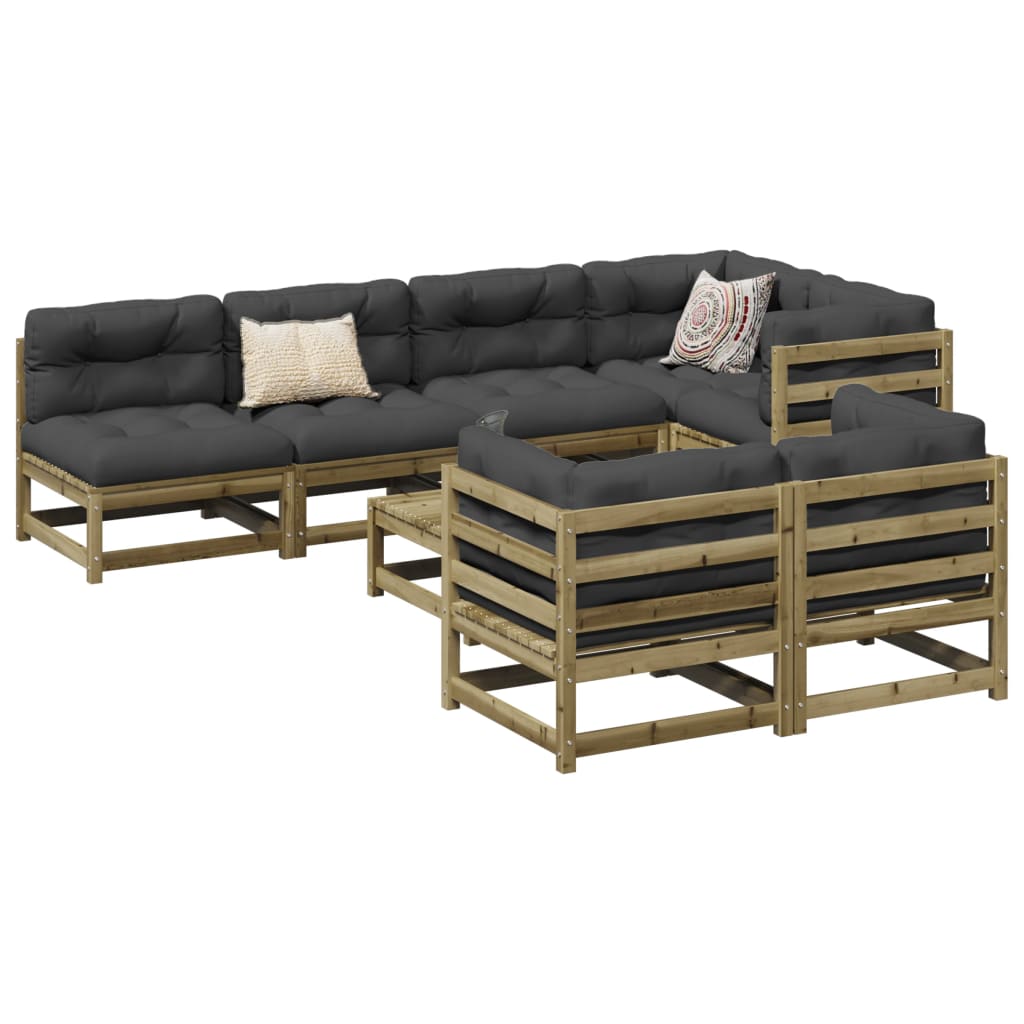 8 Piece Garden Sofa Set Solid Wood Pine