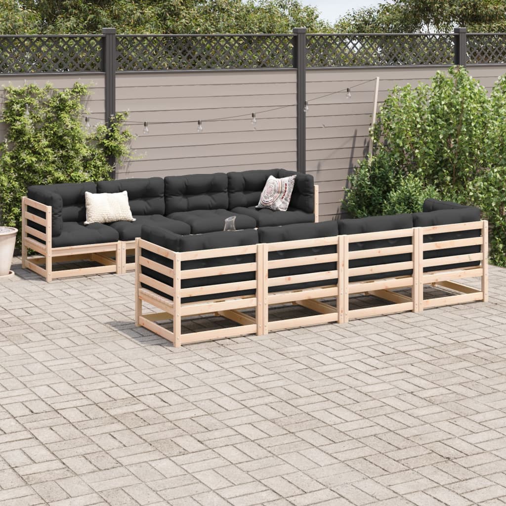 9 Piece Garden Sofa Set Solid Wood Pine