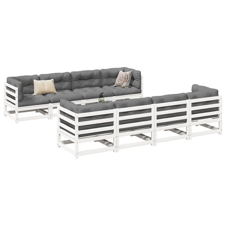 9 Piece Garden Sofa Set With Cushions Solid Wood Pine
