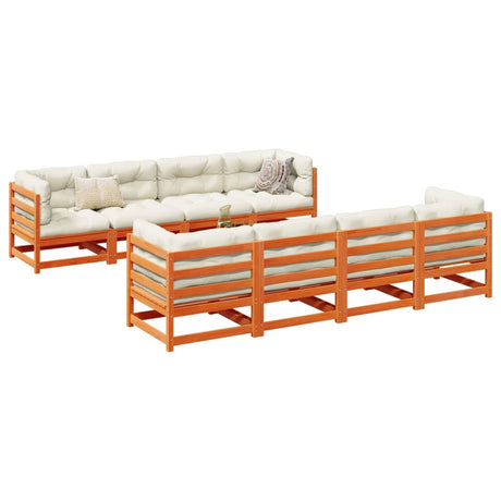 9 Piece Garden Sofa Set With Cushions Solid Wood Pine