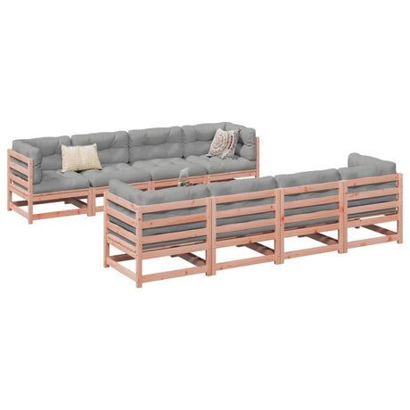 9 Piece Garden Sofa Set With Cushions Solid Wood Pine