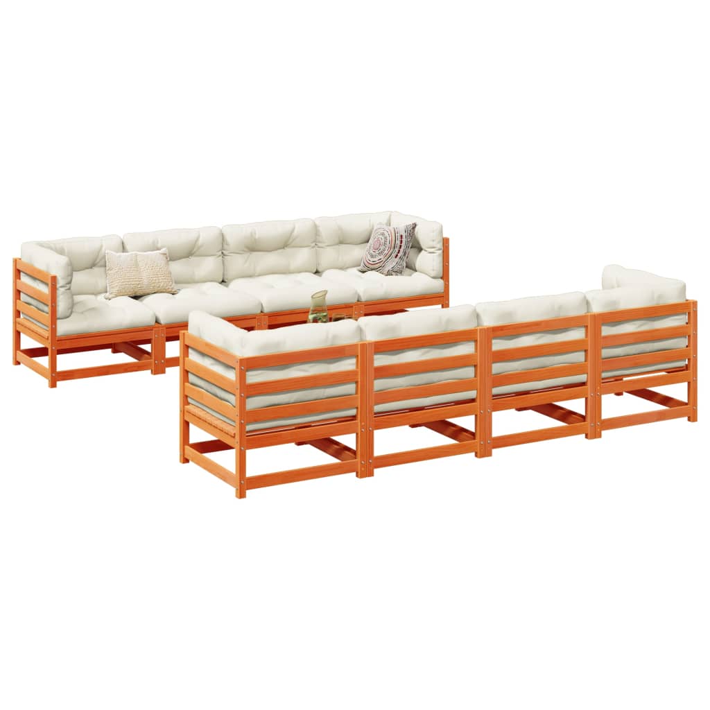 9 Piece Garden Sofa Set With Cushions Solid Wood Pine