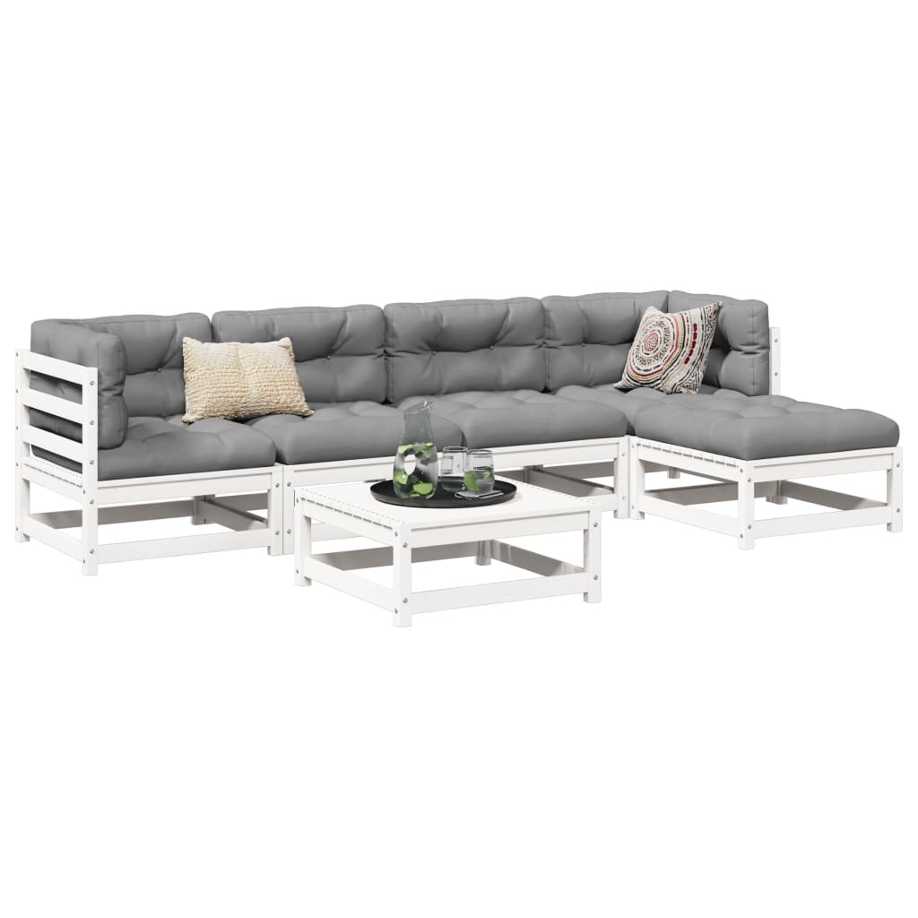 6 Piece Garden Sofa Set Solid Wood Pine