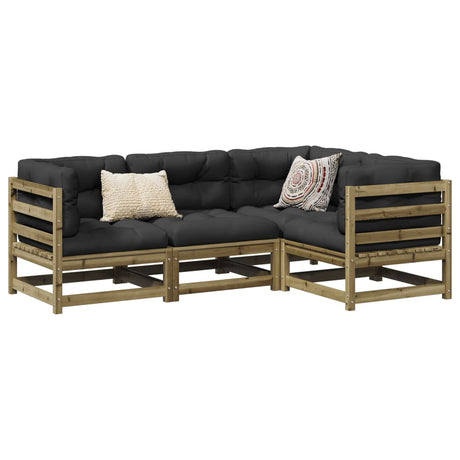 4 Piece Garden Sofa Set Solid Wood Pine