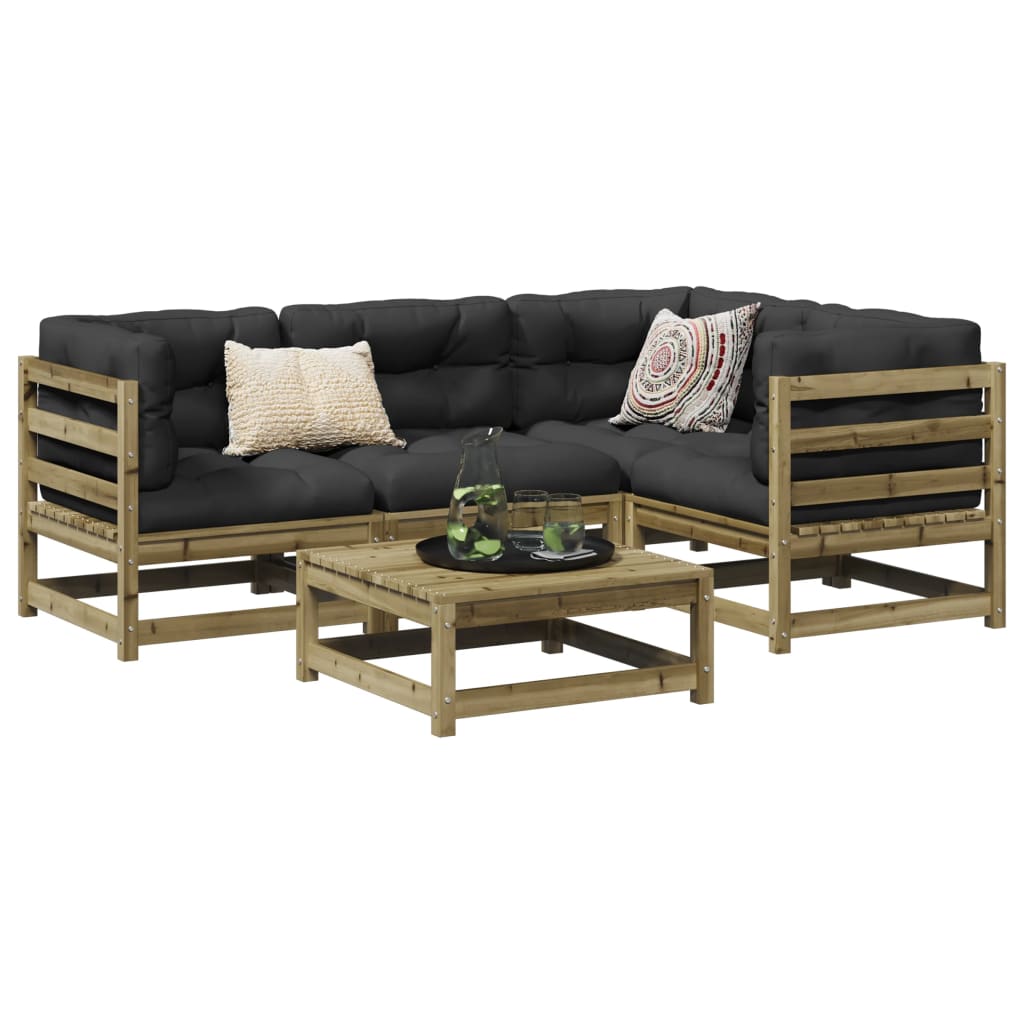 5 Piece Garden Sofa Set Solid Wood Pine