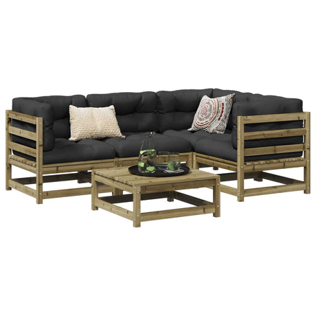5 Piece Garden Sofa Set Solid Wood Pine