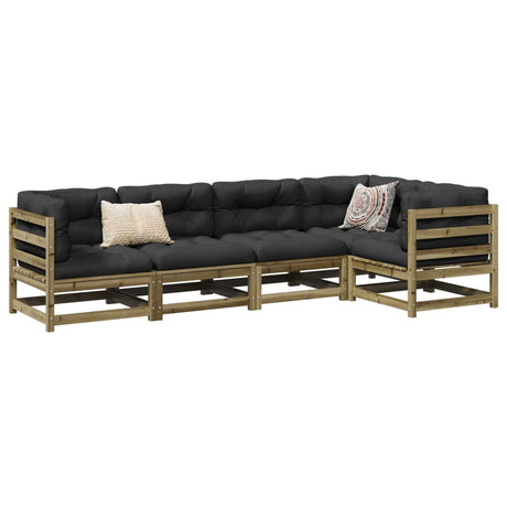 5 Piece Garden Sofa Set Solid Wood Pine