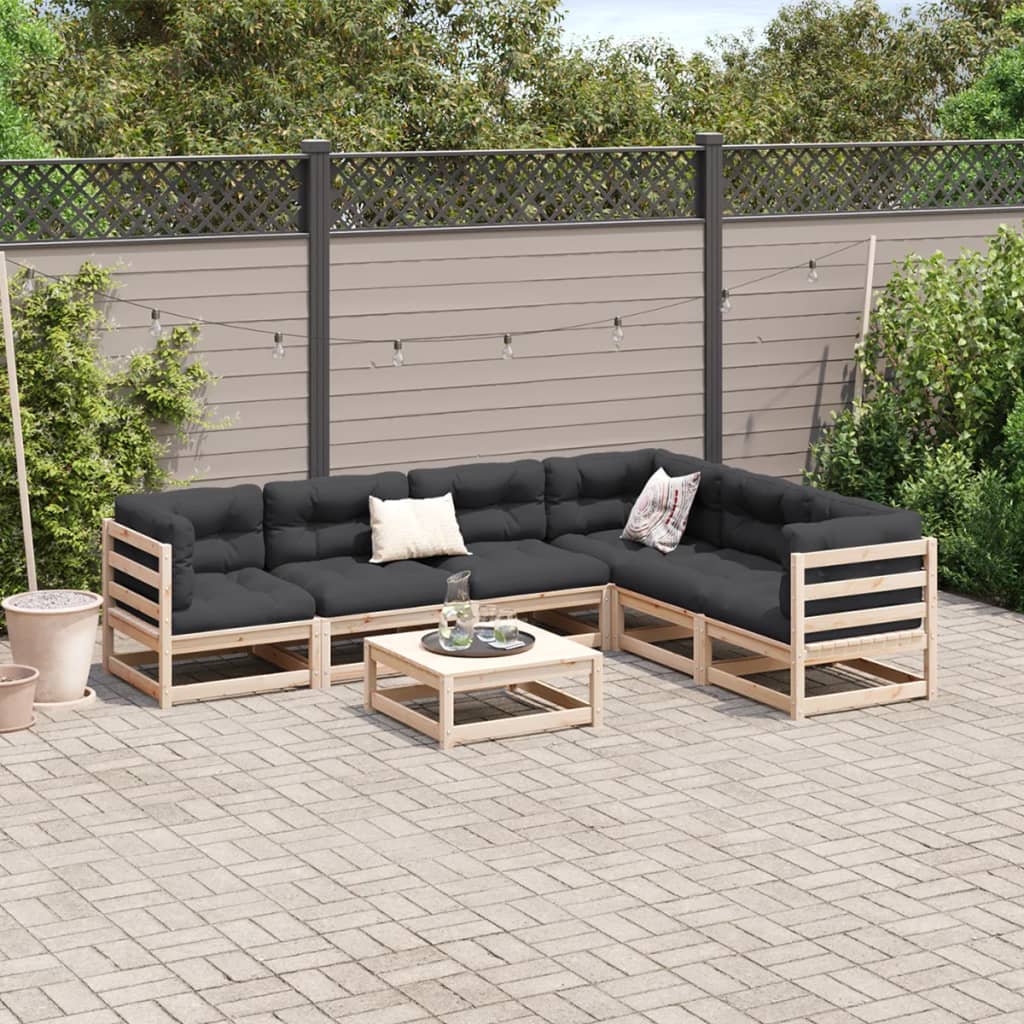 7 Piece Garden Sofa Set Solid Wood Pine