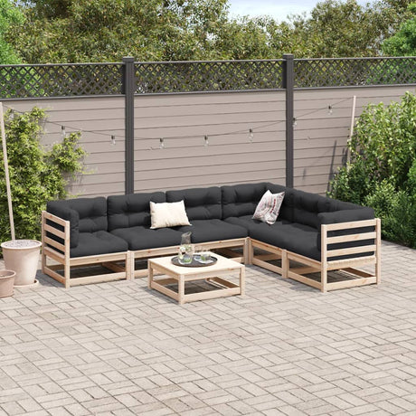 7 Piece Garden Sofa Set Solid Wood Pine