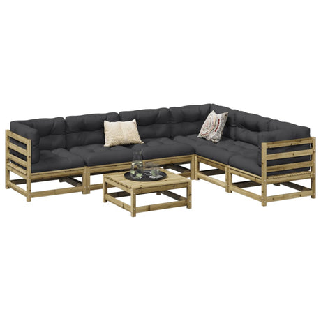 7 Piece Garden Sofa Set Solid Wood Pine
