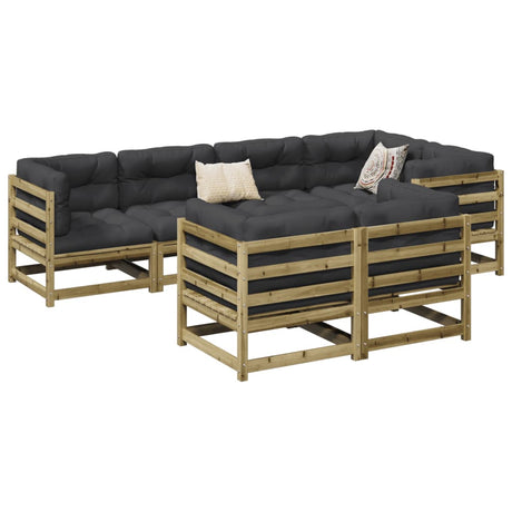 7 Piece Garden Sofa Set Solid Wood Pine