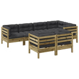 7 Piece Garden Sofa Set With Cushions Impregnated Wood Pine