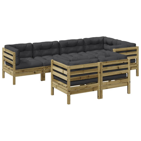 7 Piece Garden Sofa Set With Cushions Impregnated Wood Pine