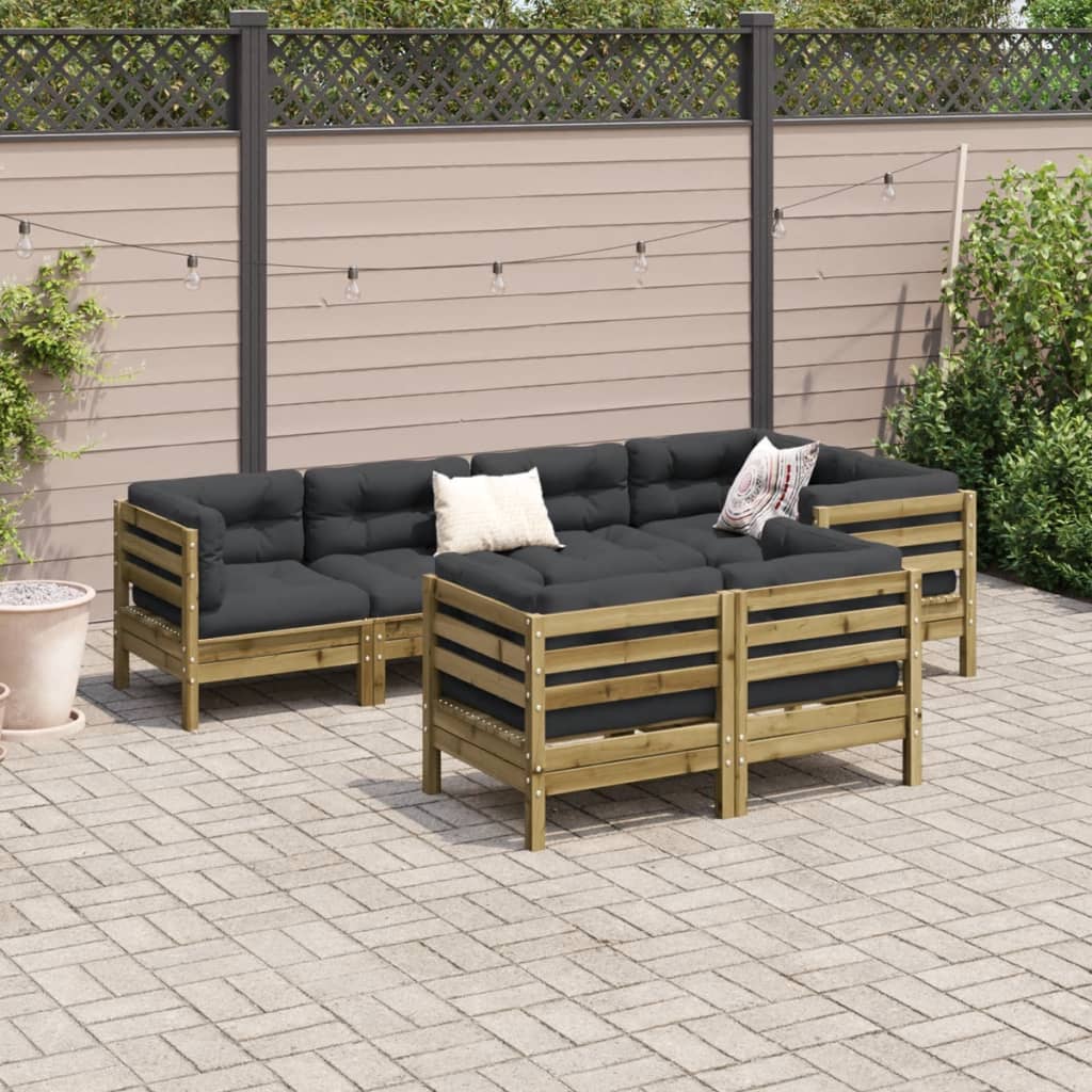 7 Piece Garden Sofa Set With Cushions Impregnated Wood Pine