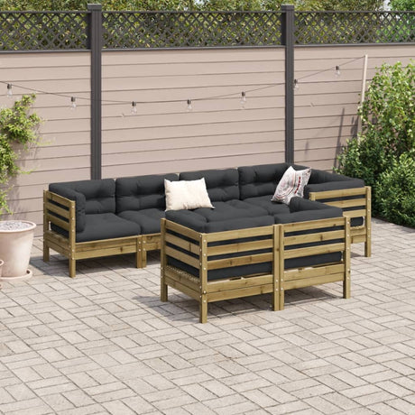 7 Piece Garden Sofa Set With Cushions Impregnated Wood Pine