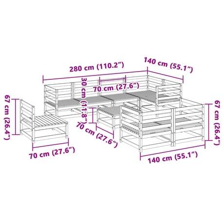 9 Piece Garden Sofa Set Impregnated Wood Pine
