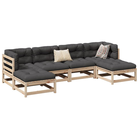 6 Piece Garden Sofa Set Solid Wood Douglas Fir
