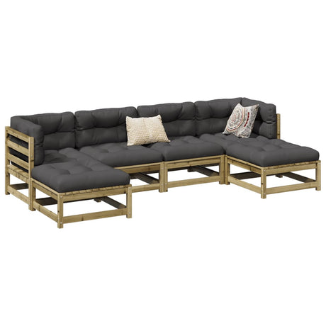 6 Piece Garden Sofa Set Solid Wood Douglas Fir