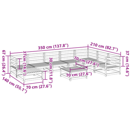 9 Piece Garden Sofa Set Solid Wood Douglas Fir