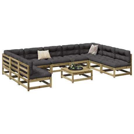 10 Piece Garden Sofa Set Solid Wood Douglas Fir