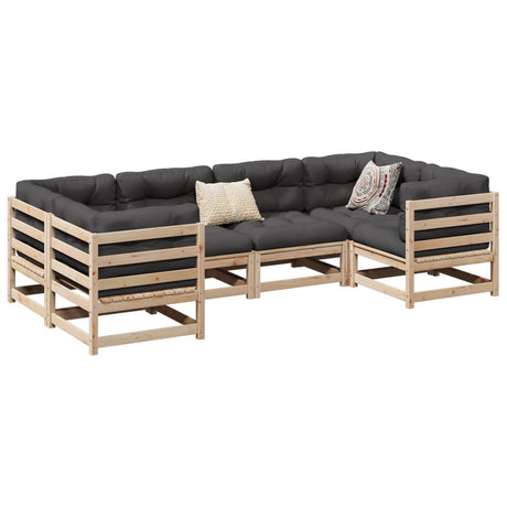 6 Piece Garden Sofa Set With Cushions Impregnated Wood Pine
